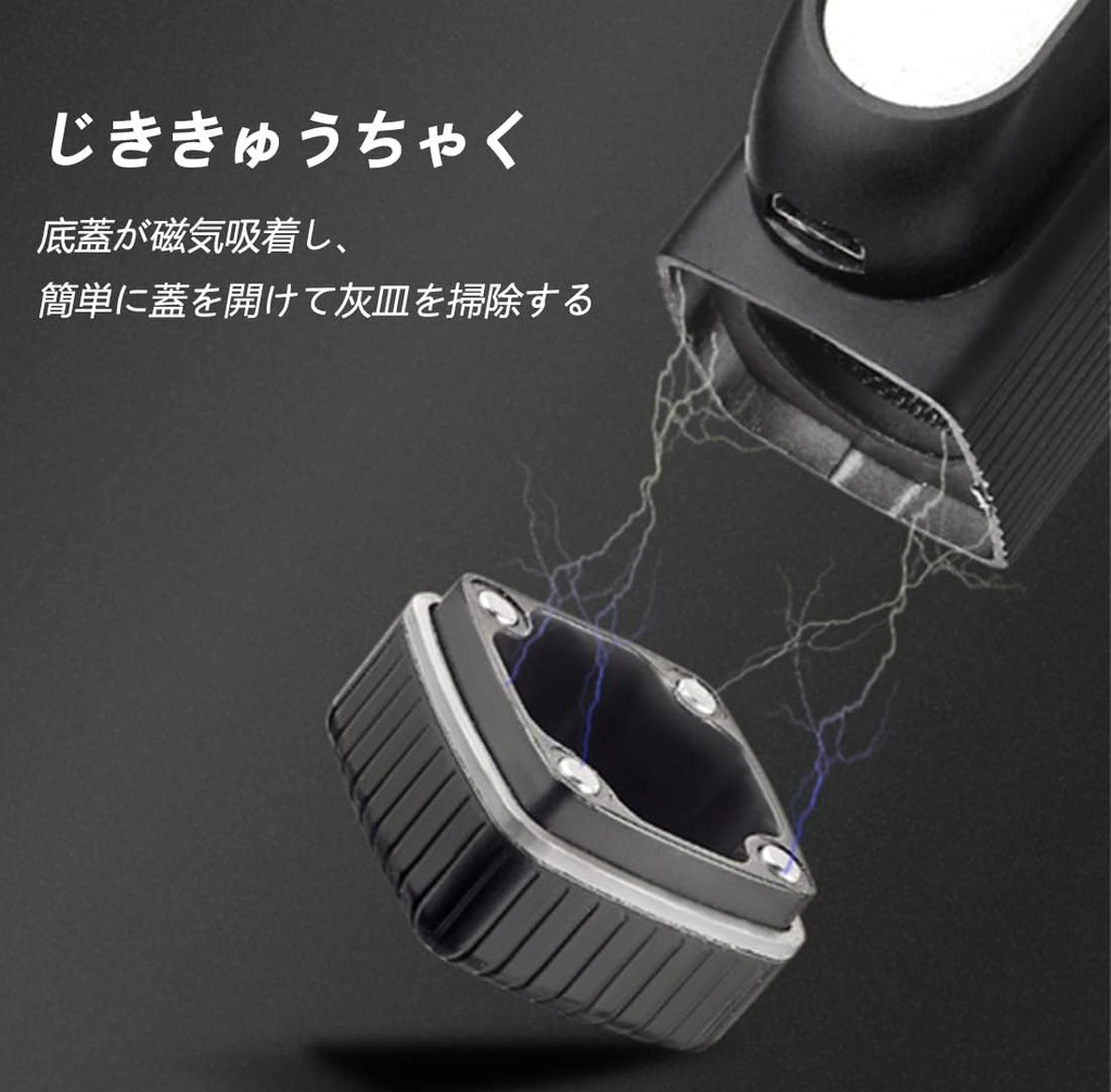Stylish and practical portable ashtray, designed to prevent ash dispersion and equipped with a lid to maintain cleanliness. Its modern, compact design makes it ideal for both men and women on the go
