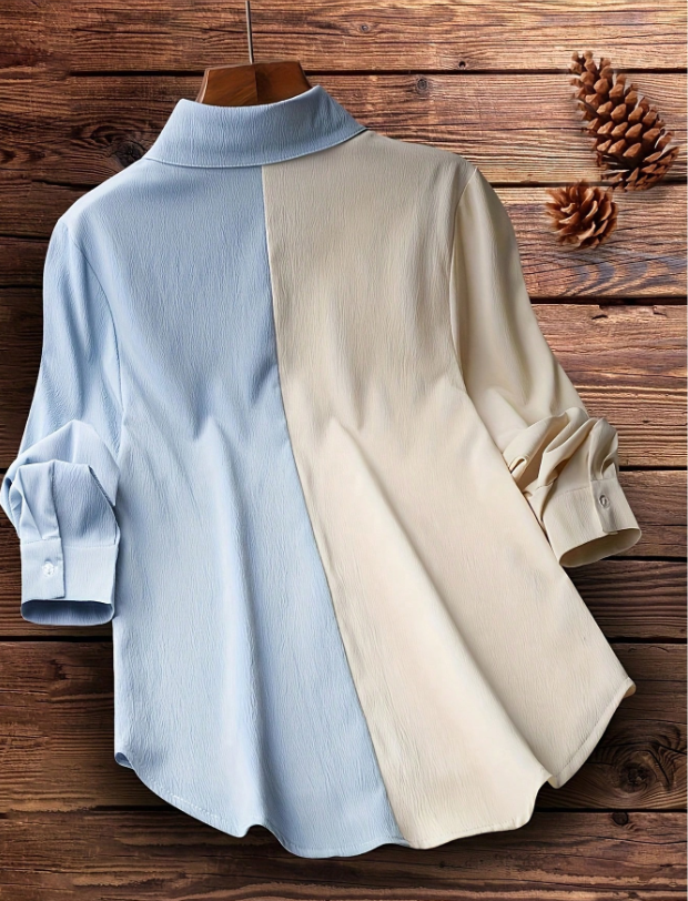Elegant women's casual shirt with a modern and stylish color-block design
