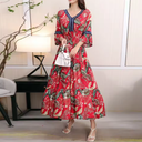 Women's floral-print dress with mid-length sleeves for an elegant summer look