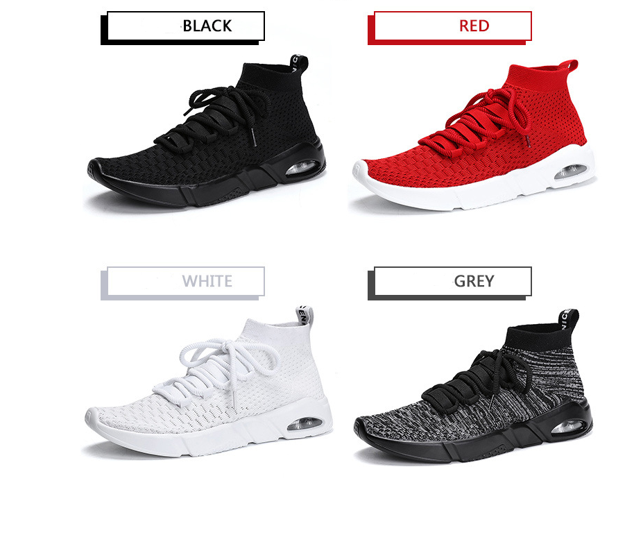Men’s athletic shoes featuring breathable mesh and sleek ankle support