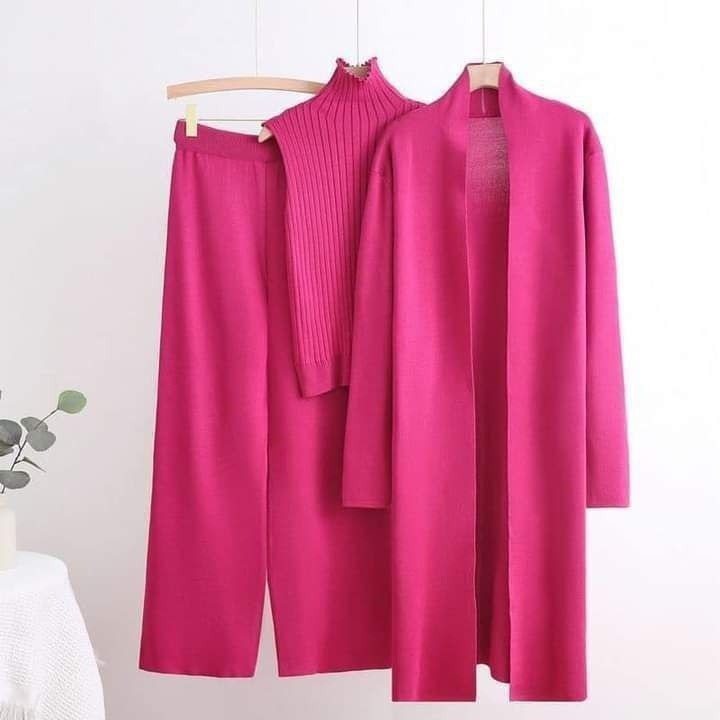 Knitted Women's Three-piece Set with Casual Design – European & American Style