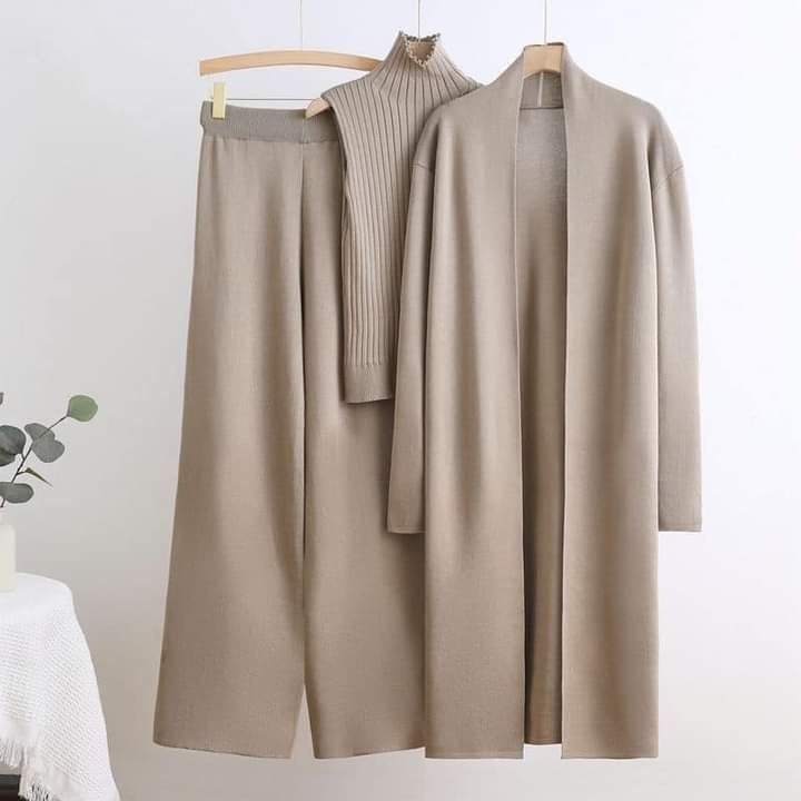 Knitted Women's Three-piece Set with Casual Design – European & American Style
