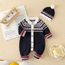 Western Style Striped Knitted Clothing Male And Female Baby One-piece Outing