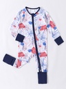 Super Soft Bamboo Fiber Cartoon Retro Car Long Sleeve Double-headed Zipper Baby Romper With Booties