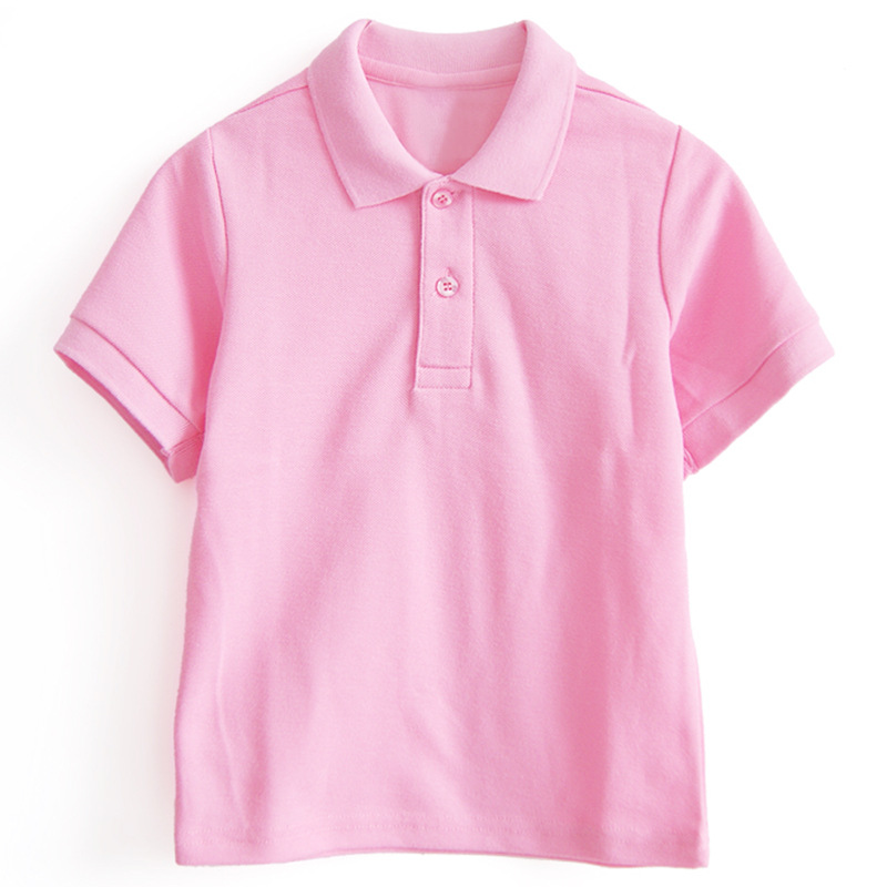 Kids' polo shirt with a solid-colored cotton collar