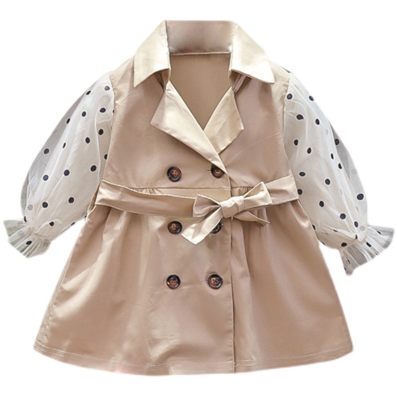 Girls' Mid-length Thin Outerwear Trench Coat 