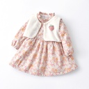 Children's Women's Floral Long-sleeved Plus Fleece Dress 