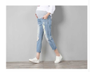 Fashion maternity pants summer tide hole jeans seven points loose thin tight stretch
