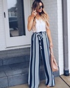 Striped print wide-leg pants
