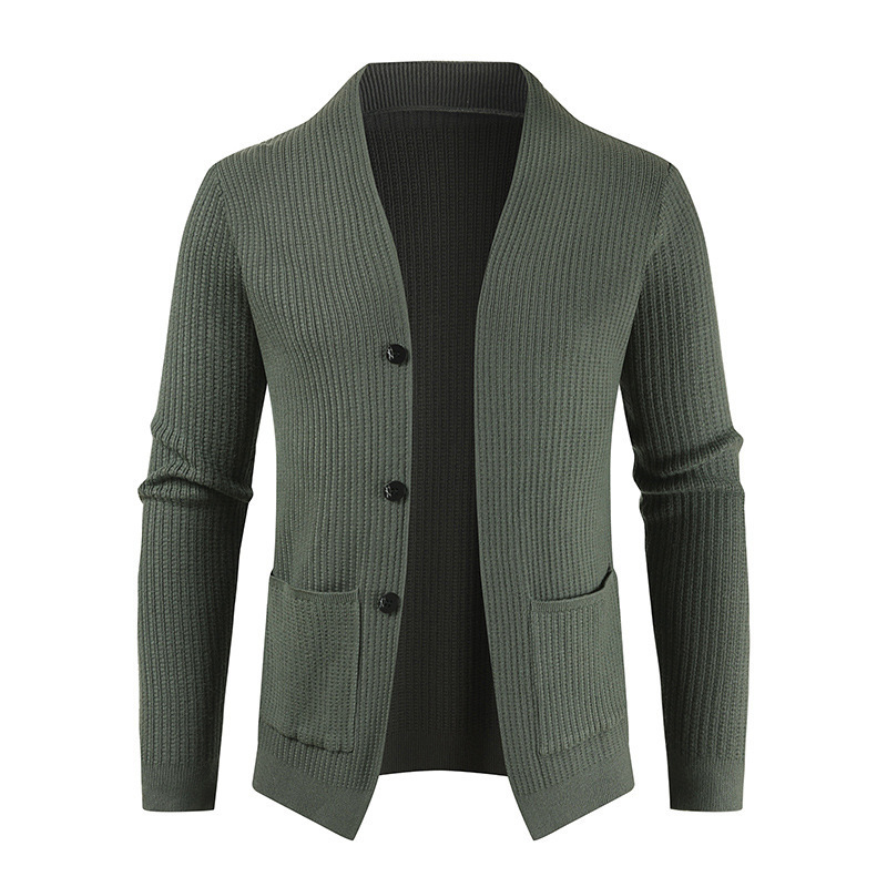 Men's Cardigan Jacket Long Sleeved Single Breasted Casual Sweater