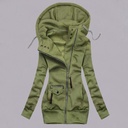 Autumn and winter stitching drawstring hooded slim coat