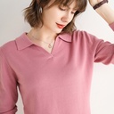 New T-shirt women''s Pullover Sweater solid color loose shirt
