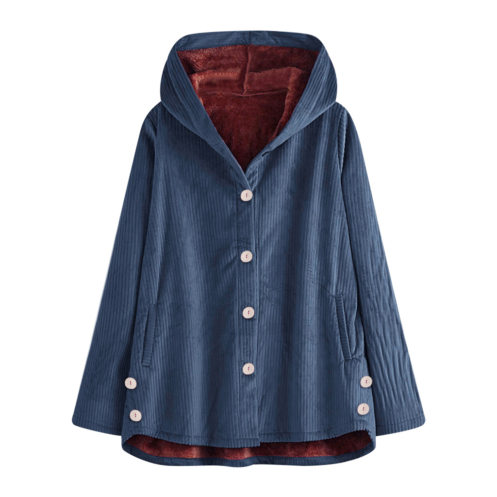 Women's plus size hooded plus fleece long coat