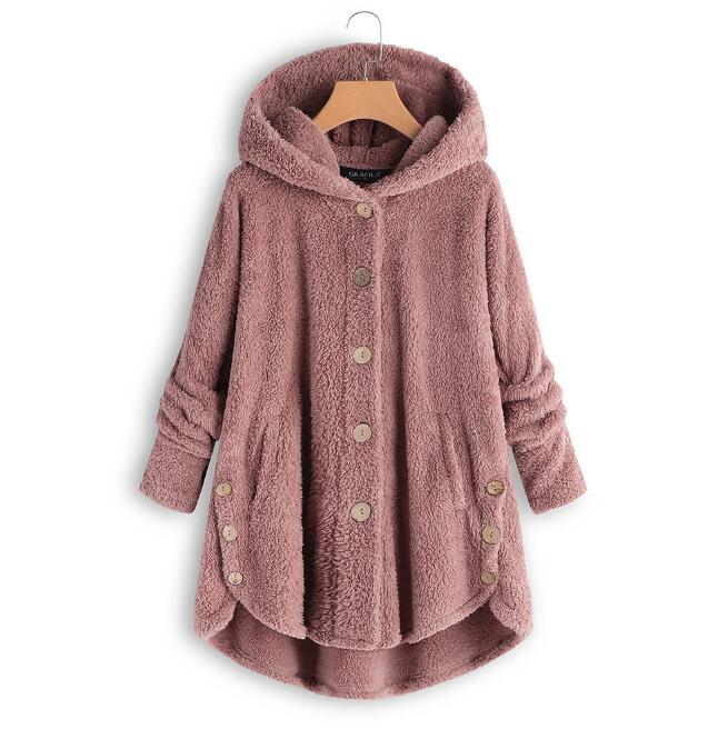 European and American button hooded plush top