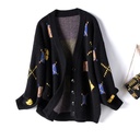 Vintage diamond cardigan knitted jacket
