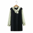 Western Style Plaid Stitching Long Sleeve Dress