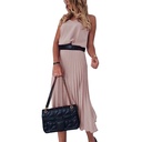 Solid Color Pleated Maxi Skirt With Sexy Suspenders