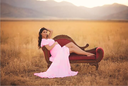 Solid chiffon maternity photo shoot dress, off-shoulder with side slit, perfect for maternity sessions and baby shower shoots, featuring short sleeves and a single collar design