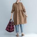 Mori women's autumn and winter new college wind wool long-sleeved long dress thick plaid skirt