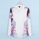 Printed lapel long sleeve chiffon shirt