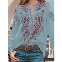 Wide loose shirt printed long sleeve shirt top