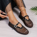 Round Head Rhinestone Buckle Mesh Hollow Out Women's Buckle