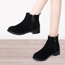 Square Heel Suede Round Buckle Side Zipper Short Tube Female Plus Size
