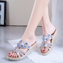 Women's Fashion Simple Rhinestone Slope Heel Sandals