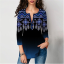 بلوزة مطبوعة بأكمام ثلاثة أرباع.