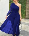 بدلة نسائية أنيقة بأكمام طويلة مع تصميم شفاف ورقع.