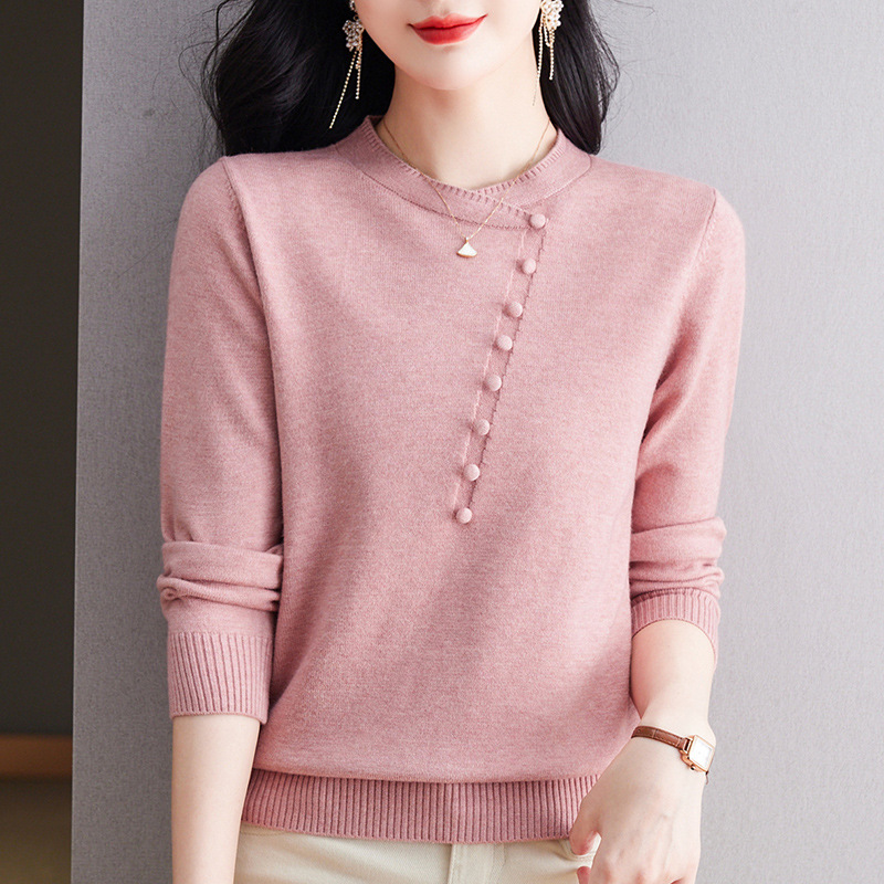Long Sleeve Knitted Button Top Bottoming Shirt