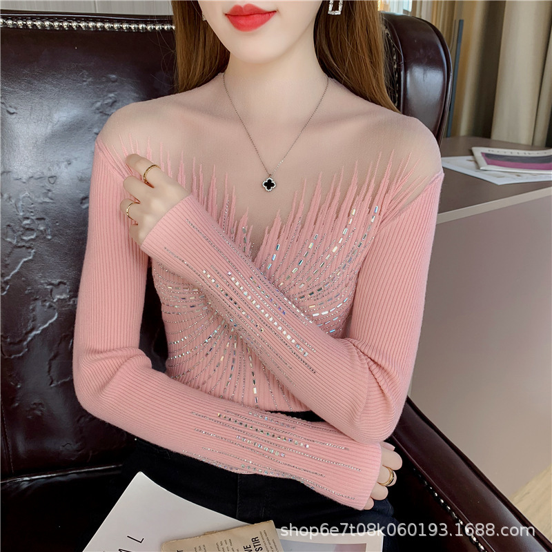 Knitwear Women's Korean-style Diamond-embedded Fashion Lace Bottoming