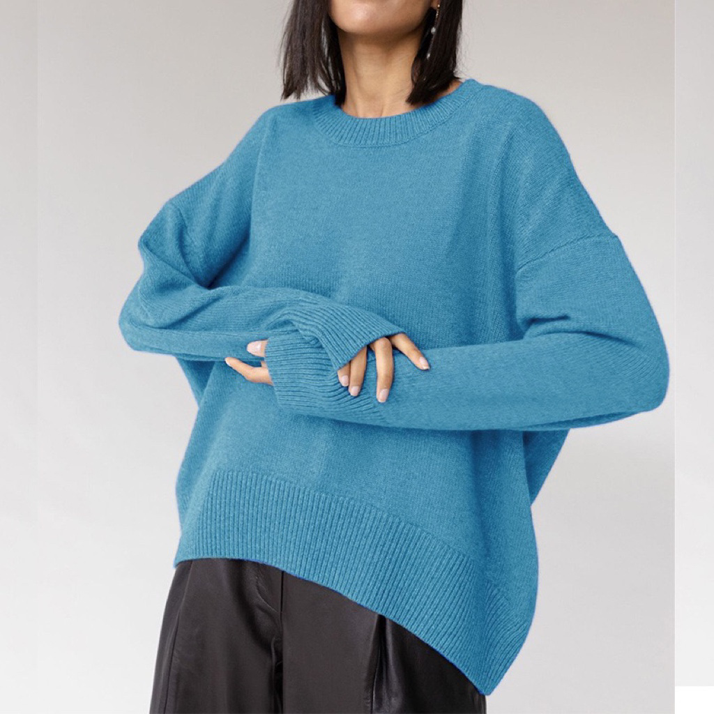 Women's Double Layer Round Neck Sweater Loose