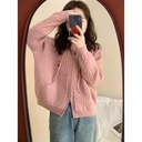 معطف كنزة نسائي محبوك بغطاء رأس وسحاب مزدوج.