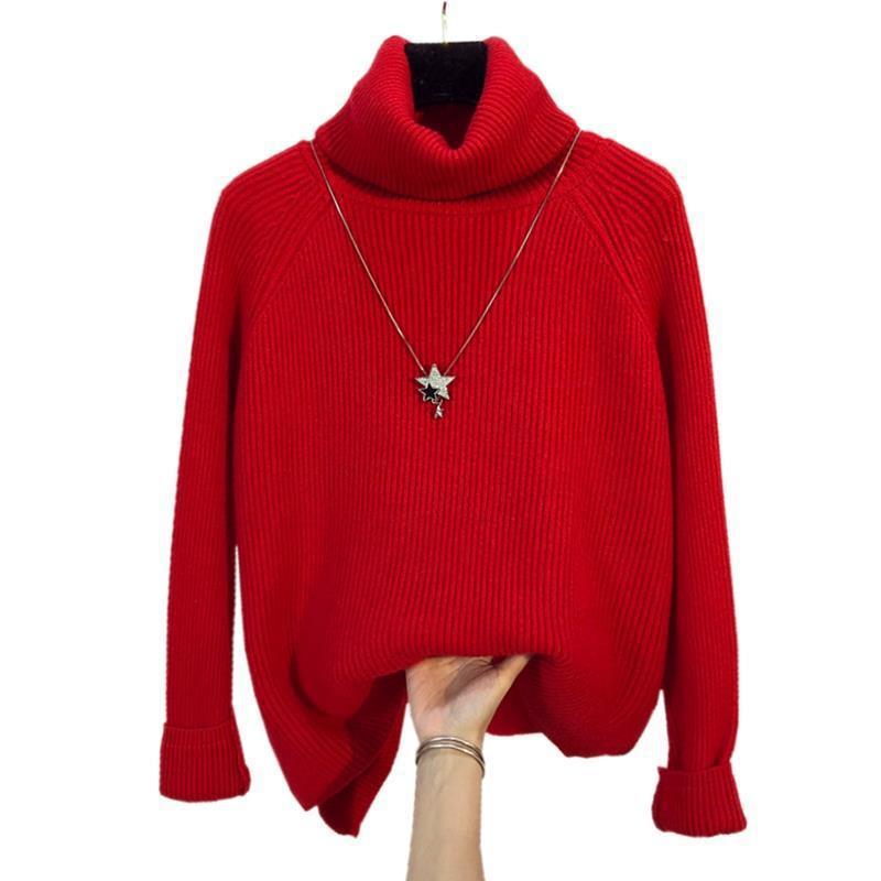 Women's Base Wool High-neck Thick Sweater