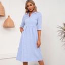 Loose Casual Mid-length Plaid Lapel Shirt
