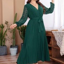 Middle East Large Size Solid Color Elastic Waist Dress