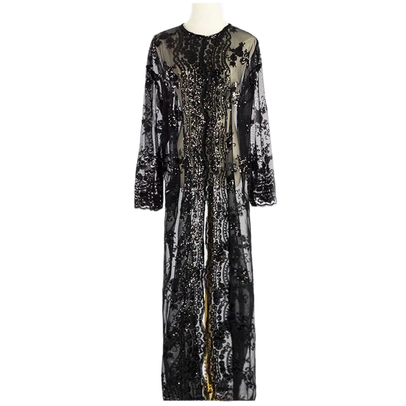 New High Density Sequin Embroidery Muslim Robe