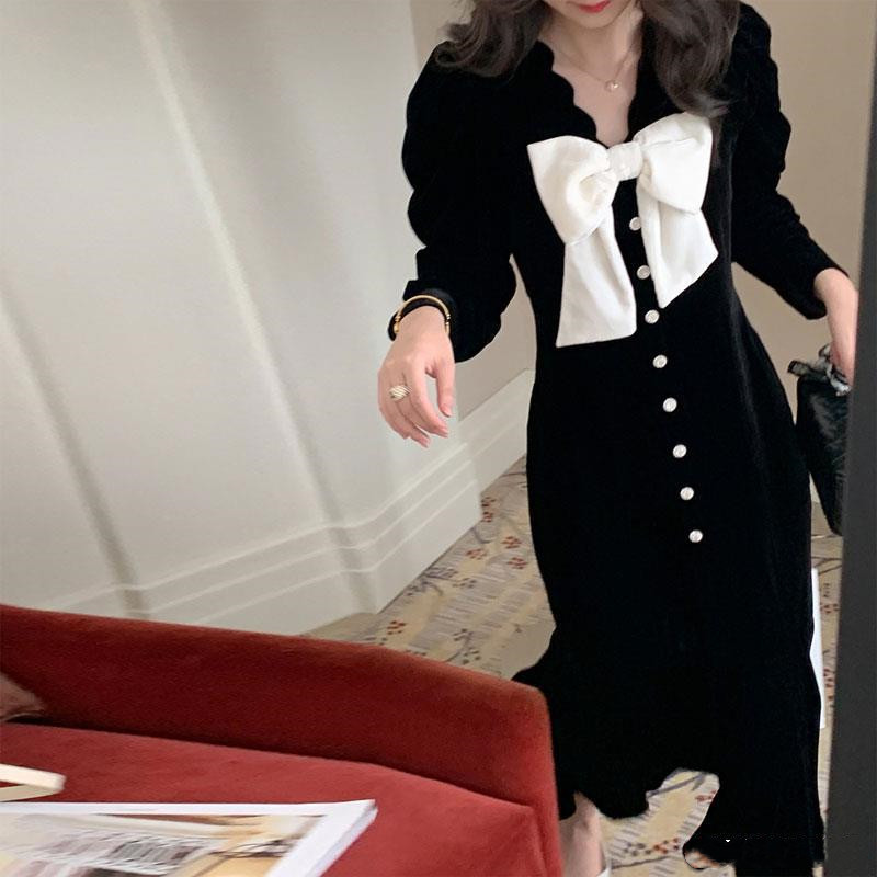 French Bow Dress Hepburn Size Little Black Dress