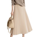 Versatile Light And Familiar Solid Color Pleated A-line Skirt