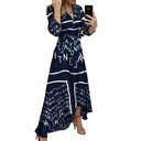 Women's V-neck Printed Irregular Swing Dress