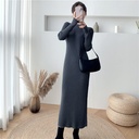 Thick Half-high Collar Side Slit Bottoming Dress
