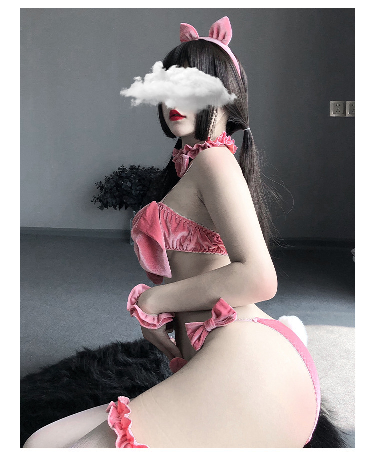 Night As Dream Sexy Lingerie Uniform Temptation Gold Velvet Bow Tube Top Sexy Playful Bunny Girl Suit Female
