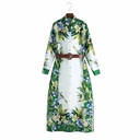 European and American Women's Belt Shirt Dress Long Sleeves