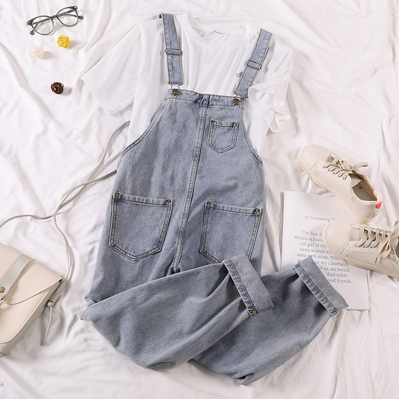 Fashion Women's Solid Color Denim Overalls