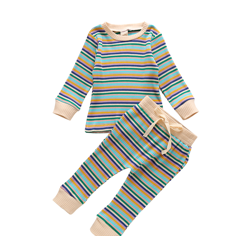 Fashion Simple Autumn Striped Long Sleeve Baby Suit
