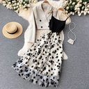 Short Suit Coat Women's Sling Dress Two-piece Set