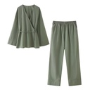Spring New Double Breasted Kimono Coat Straight Pants Suit