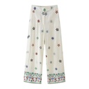 Flower Embroidered Shirt Straight-leg Pants Suit