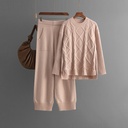 Plus Size Women's Clothing Cable-knit Pullover Sweater Suit